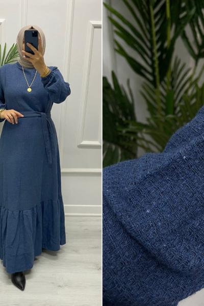 Şanel Kışlık Elbise Mavi