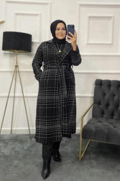 Şanel Tesettür Kaban Siyah