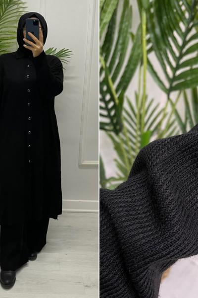 Selanik Örgü Uzun Takım Siyah