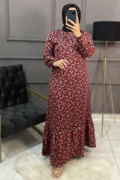 Sevgi Tesettür Elbise Kırmızı