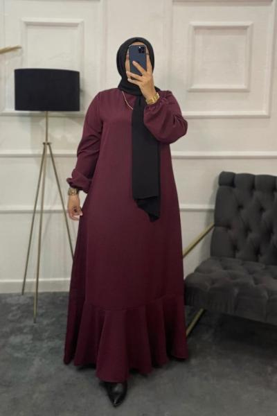 Seyran Tesettür Elbise Bordo
