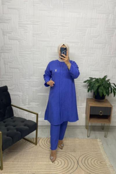 Şival Tesettür Tunik Takım Mavi