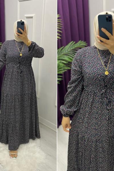 Sude Viskon Elbise Lacivert