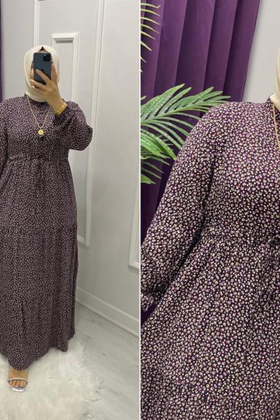 Sude Viskon Elbise Mor