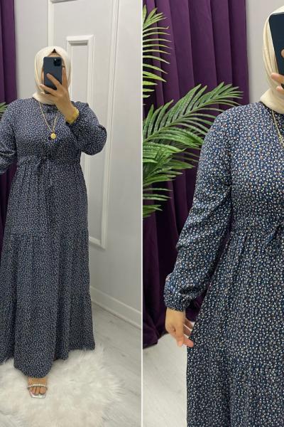 Sude Viskon Elbise Mavi