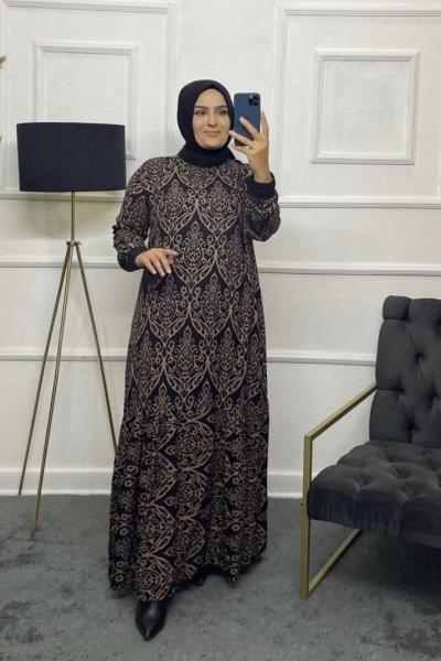 Sultan Su Tesettür Elbise Siyah Tarçın