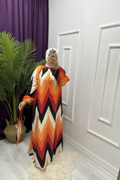 Temmuz Elbise Ekru Turuncu