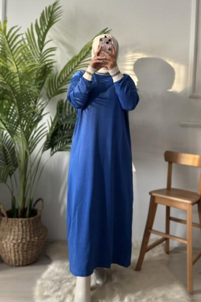 Umay Merserize Elbise Saks Mavisi