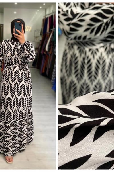 Yaprak Tesettür Elbise  Siyah