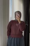 Yazılı Crop Sweat Gül