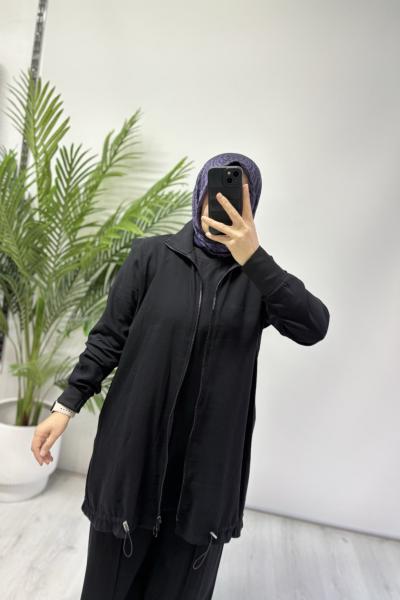 Yelekli Üçlü Takım Siyah