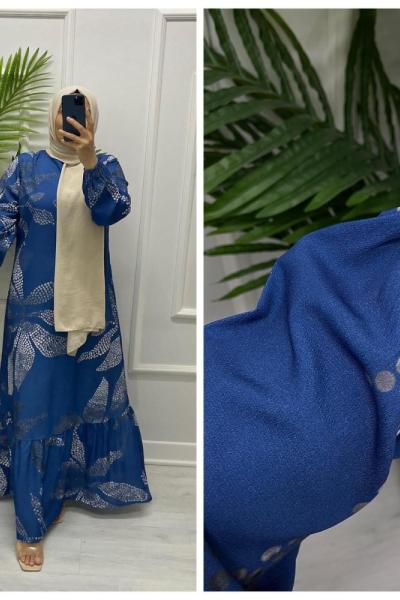 Yıldız Tesettür Elbise  Mavi