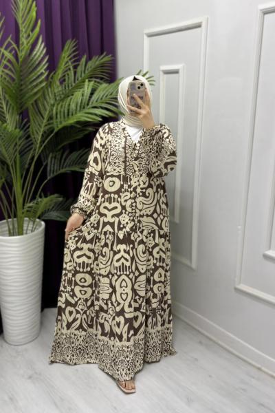 Zara Model Elbise Kahverengi