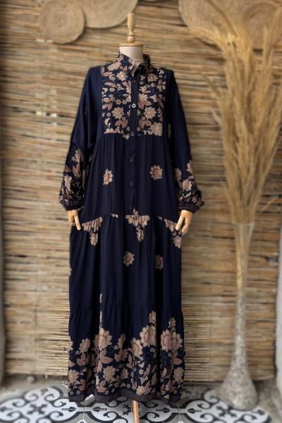 Zara Model Salaş Elbise Lacivert Kemik