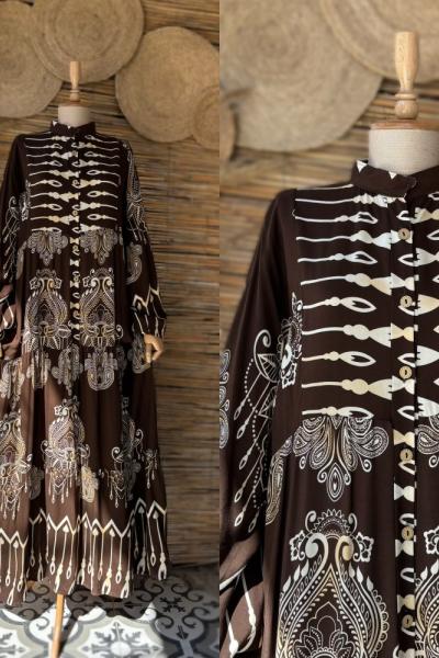 Zara Model Salaş Elbise Acı Kahve