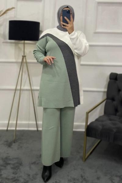 Zehra Triko Tesettür Takım Su Yeşili