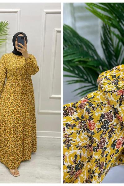 Zeliş Tesettür Elbise  Sarı