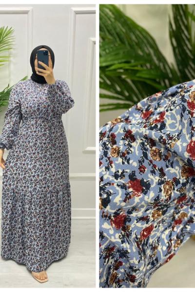 Zeliş Tesettür Elbise  Bebe Mavisi