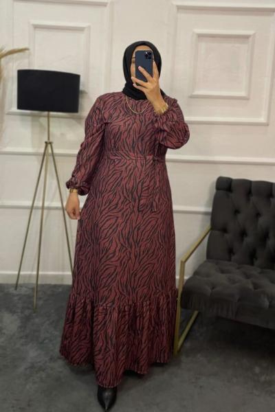 Zennu  Tesettür Elbise Kırmızı